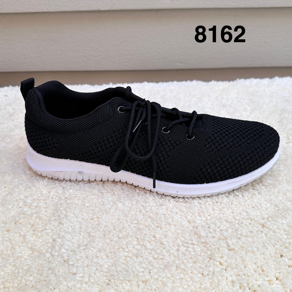 Pro Player Mens Black Mesh Knit Lace Up Athletic Sneakers Sz. 10 Low Top Trainer